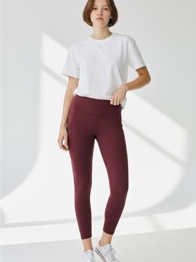 Bally Wine High-Rise Leggings